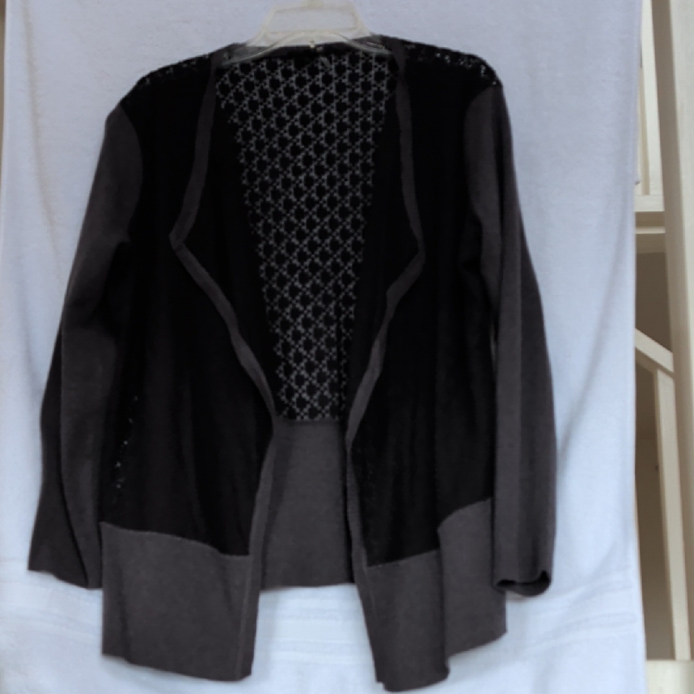 NIC+ZOE black and gray open front cardigan